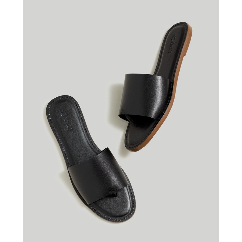Madewell The Boardwalk Post Slide Sandal Black Leather Summer
